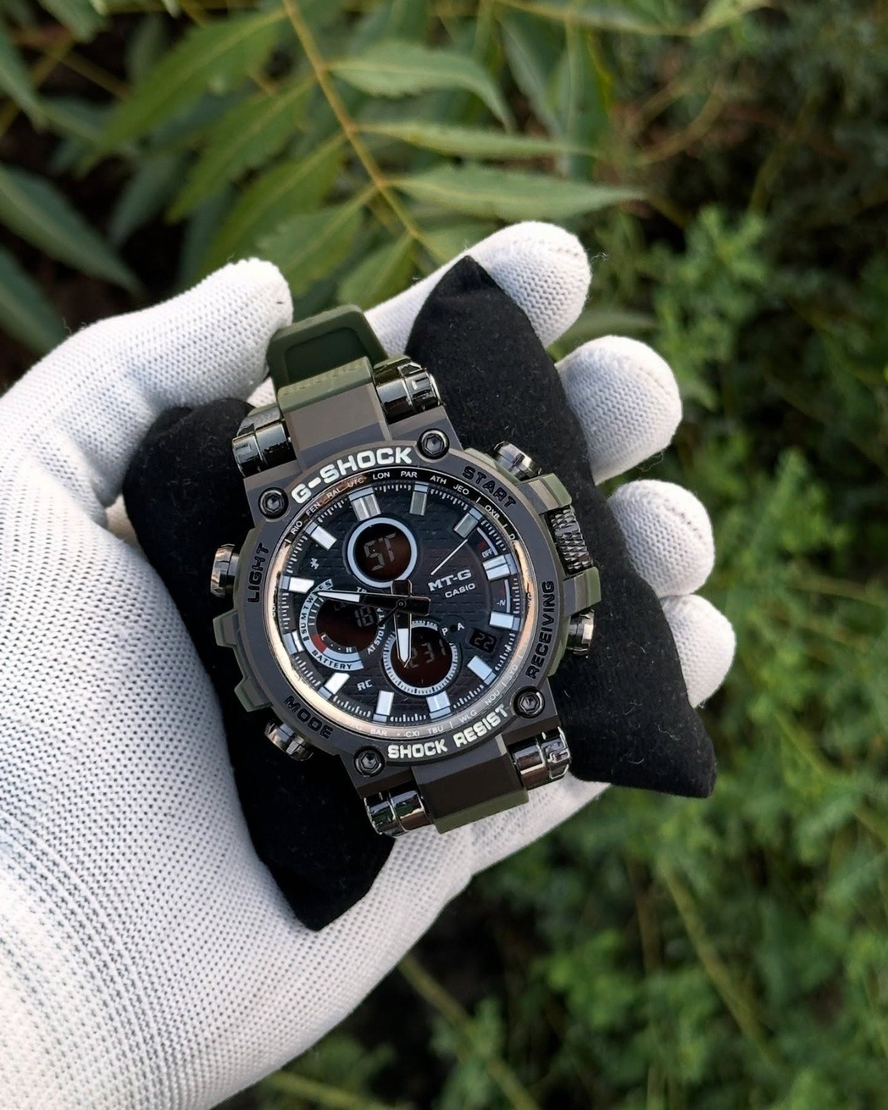 Green Strap with Black Dial