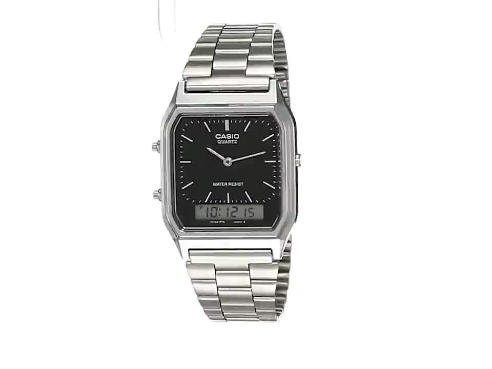 Silver strap with black dial